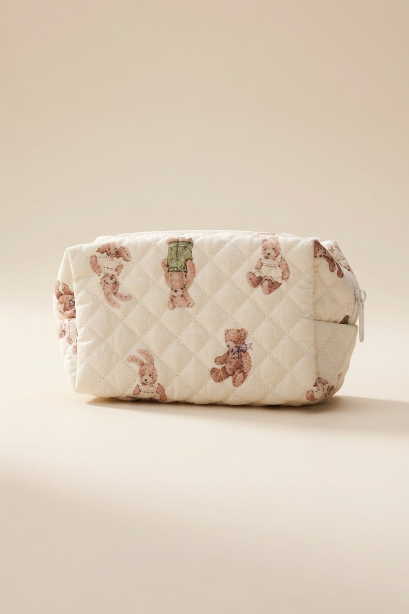 Quilted Teddy Make-up Bag