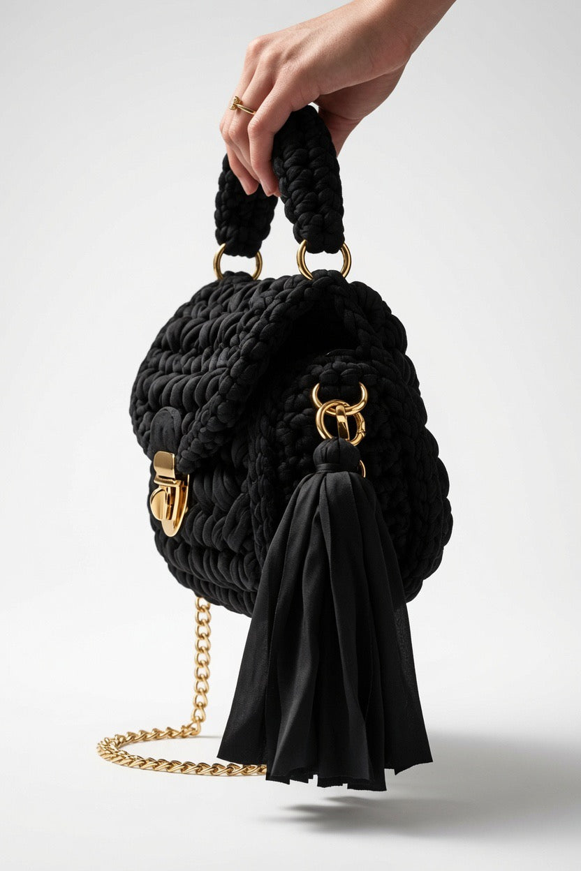 Black Luxe Mini Bag mit Gold-Details