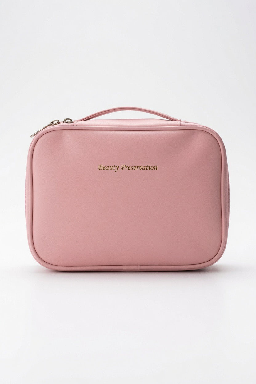 Rosa Beauty Case mit Henkel – Kosmetik-Organizer