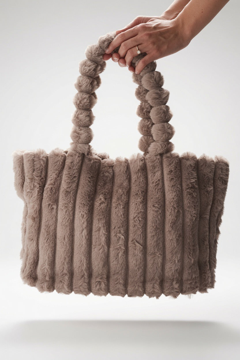 Flauschige Teddy Tote Bag – Taupe