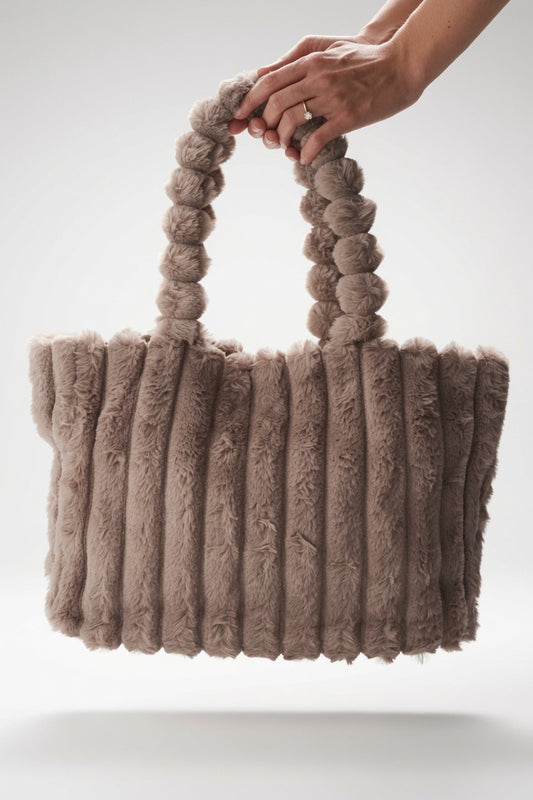 Flauschige Teddy Tote Bag – Taupe