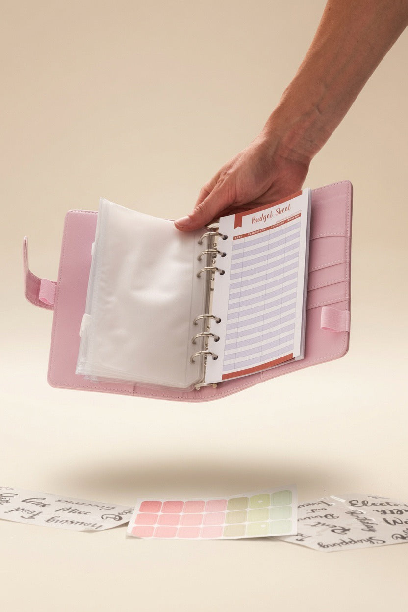 Eleganter rosa Ringbuch-Organizer mit Einlagen