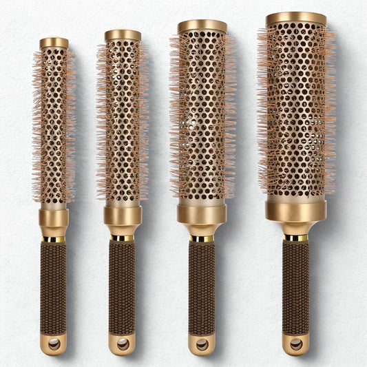 Föhnbürsten Set 4 Stück - Rundbürsten für Föhnen & Styling - Haarbürsten Set für Volumen & Glanz - Für Damen und Herren