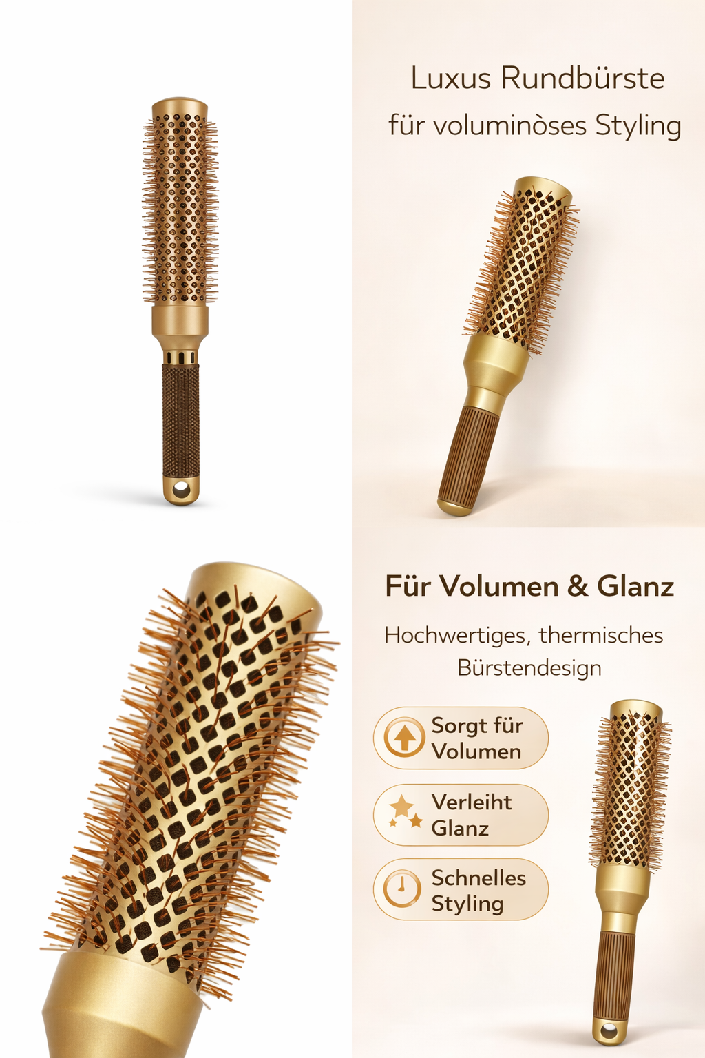 Föhnbürsten Set 4 Stück - Rundbürsten für Föhnen & Styling - Haarbürsten Set für Volumen & Glanz - Für Damen und Herren