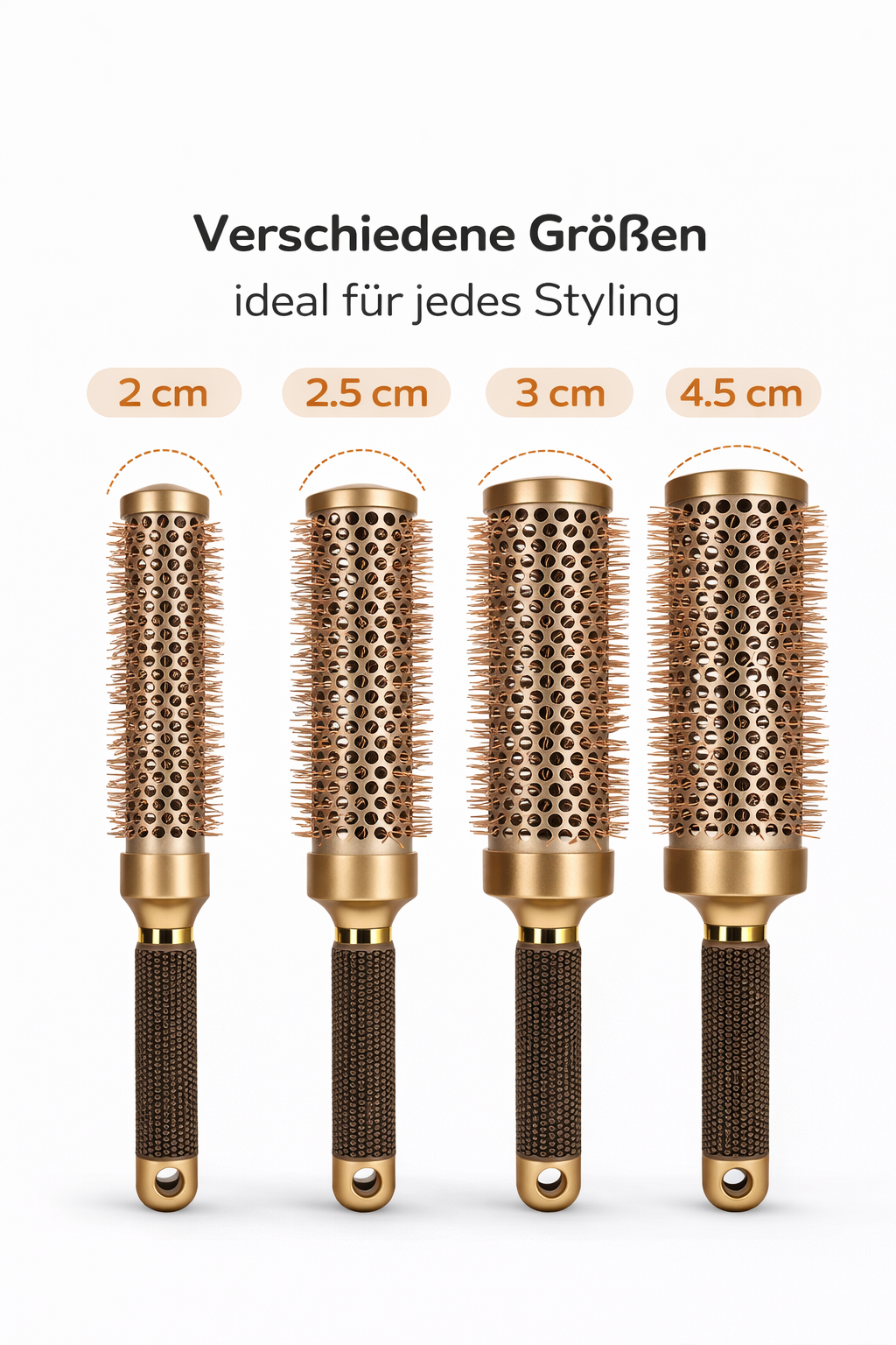Föhnbürsten Set 4 Stück - Rundbürsten für Föhnen & Styling - Haarbürsten Set für Volumen & Glanz - Für Damen und Herren