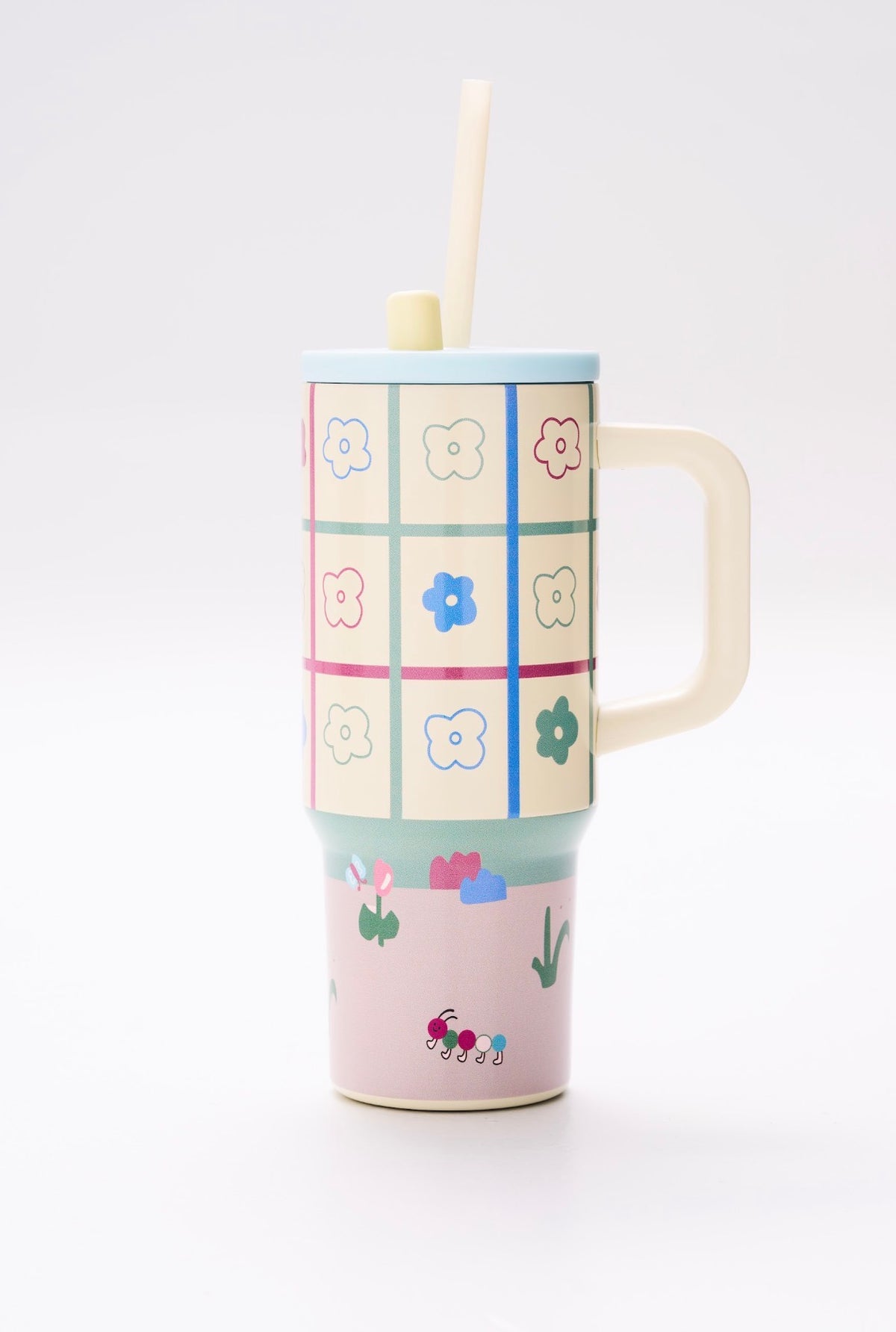 Pastell-Thermobecher mit Blumen
