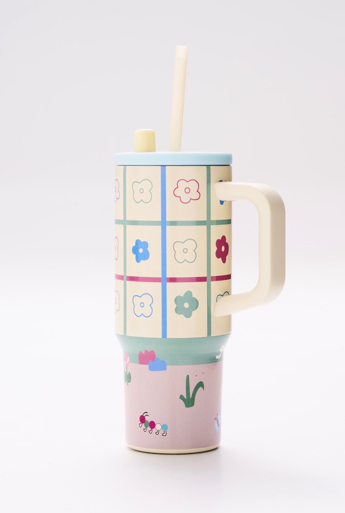Pastell-Thermobecher mit Blumen